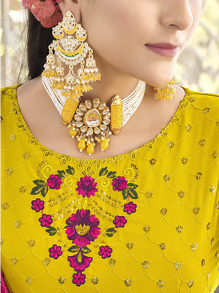 Myra Florenece Green and Rani Real Georgette Gharara Suit | Grocsy