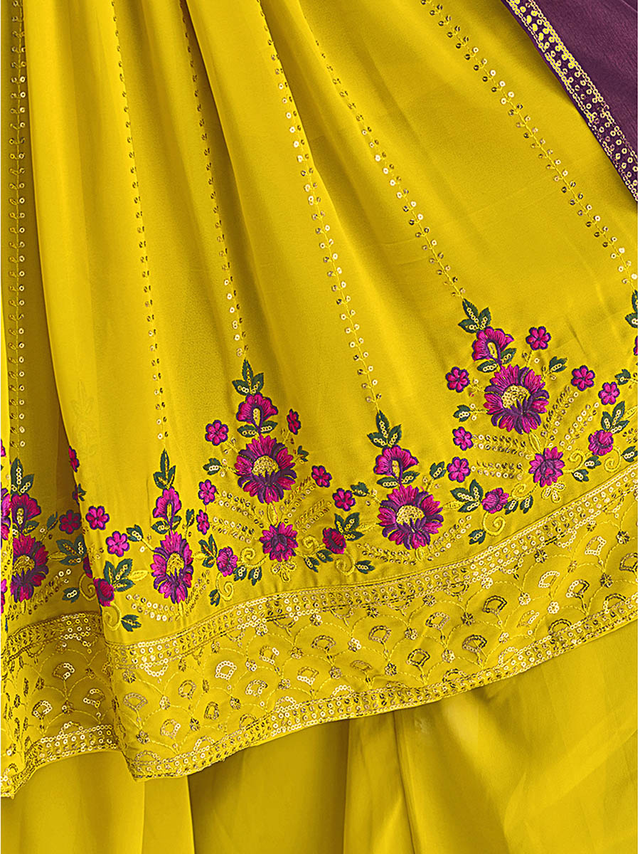 Myra Florenece Green and Rani Real Georgette Gharara Suit | Grocsy
