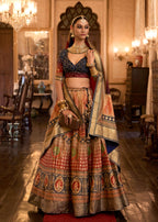 Monjolika Fashion Sequins Red Colour Rajwadi Silk Readymade Lehenga Choli | Grocsy