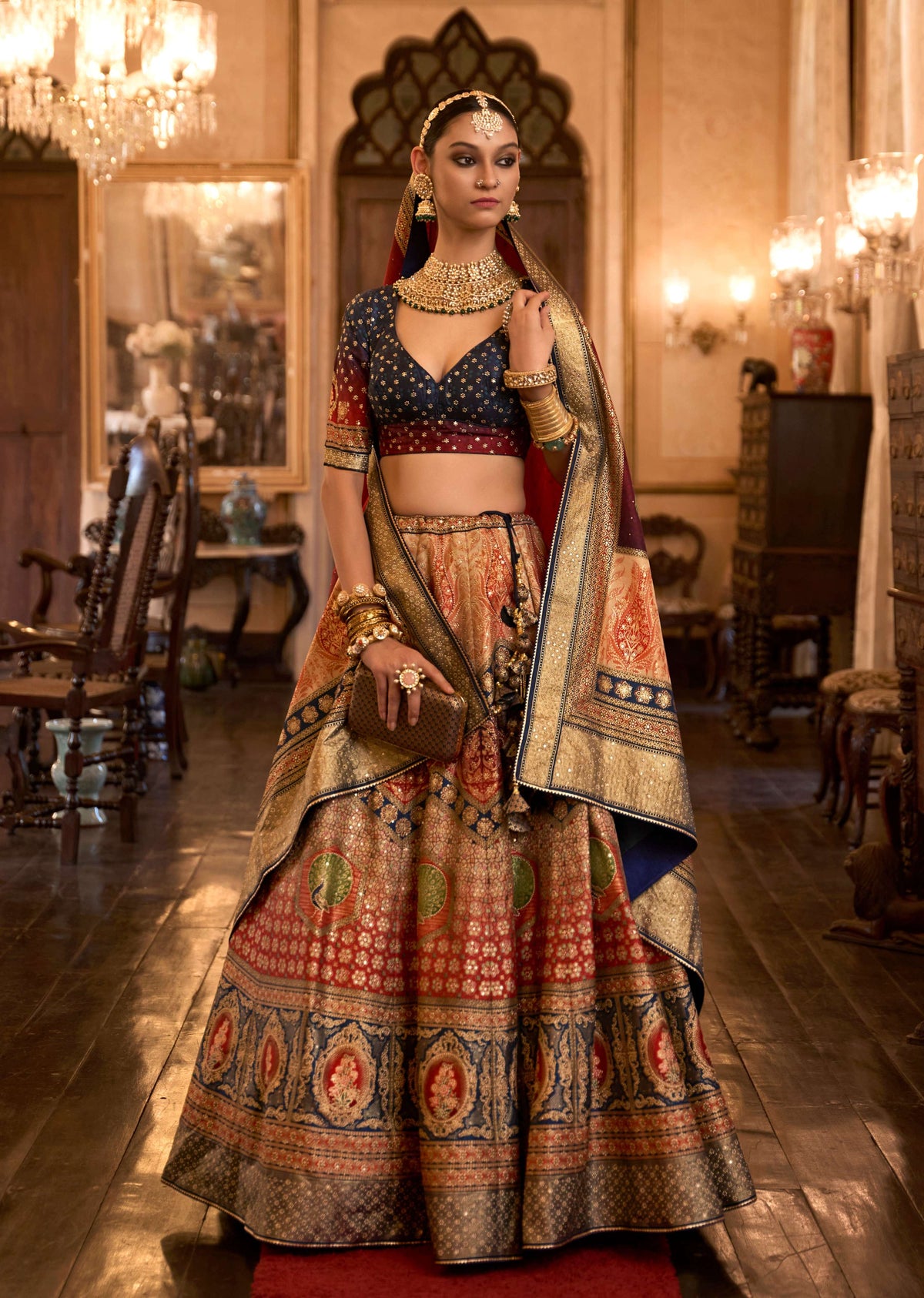 Monjolika Fashion Sequins Red Colour Rajwadi Silk Readymade Lehenga Choli | Grocsy