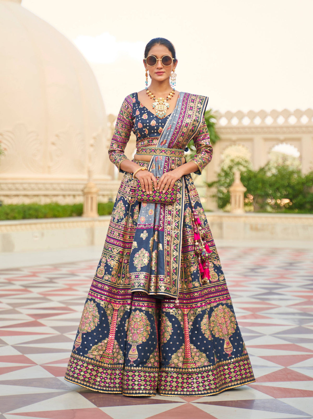 Monjolika Fashion Dark Teal Color Heavy Rajwadi Silk Designer Lehenga Choli | Grocsy