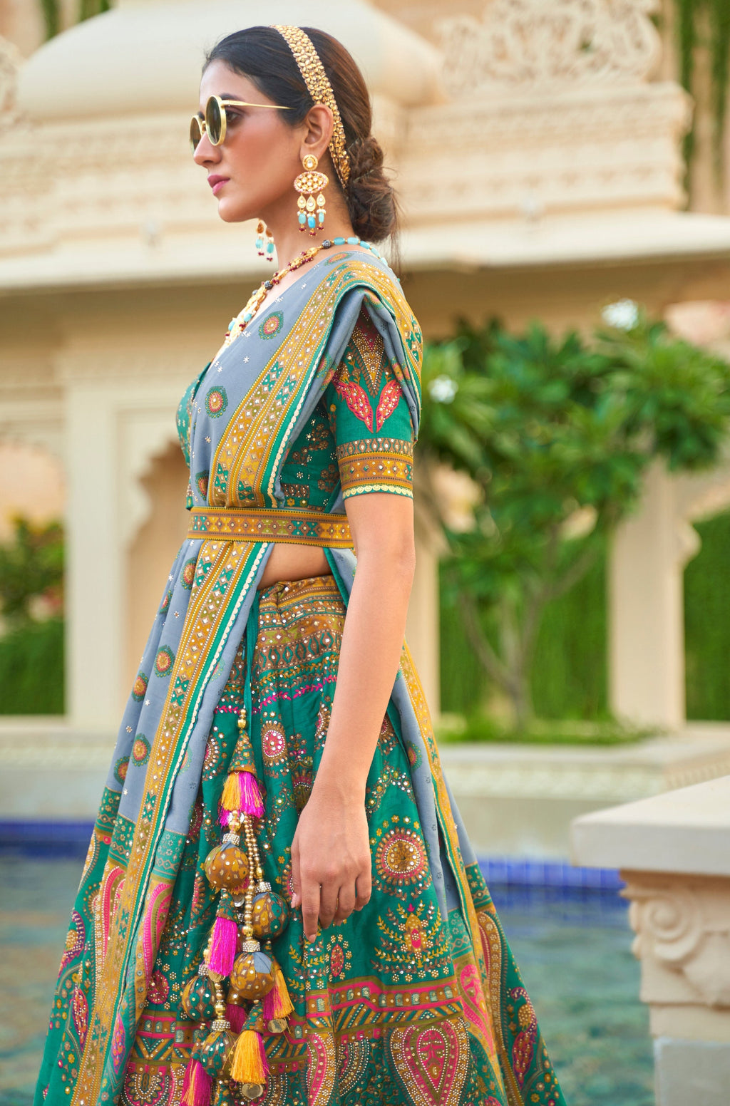Monjolika Fashion Turquoise Color Heavy Rajwadi Silk Designer Lehenga Choli | Grocsy