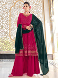 Myra Rani and Green Real Georgette Gharara Suit | Grocsy