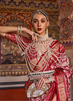 Monjolika Fashion Red Color Silk Ajarak Design Traditional Saree | Grocsy