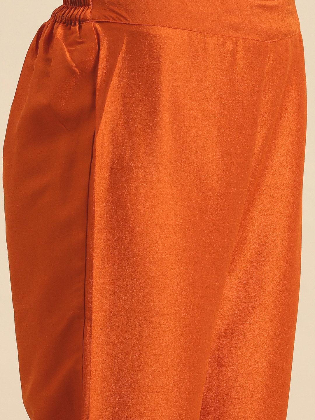 Sangria Ethnic Motifs Embroidered Mirror Work Silk Crepe Kurta with Trousers & Dupatta | Grocsy
