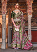 Monjolika Fashion Multicolor Silk Ajarak Design Traditional Saree | Grocsy