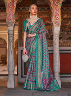 Monjolika Fashion Multi Color Silk Ajarak Design Traditional Saree | Grocsy