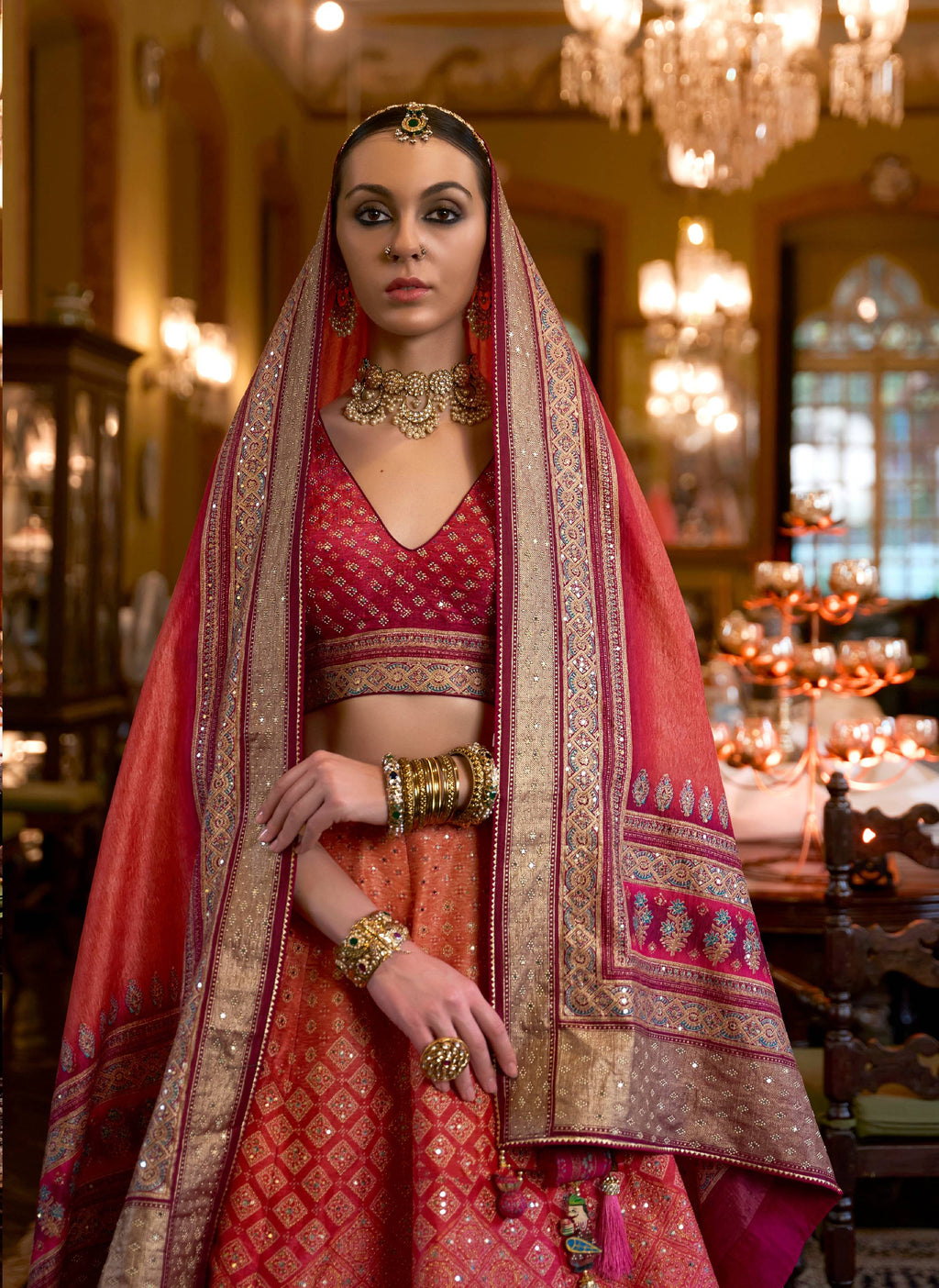 Monjolika Fashion Peach Color Rajwadi Silk Designer Lehenga Choli | Grocsy