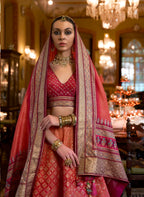 Monjolika Fashion Peach Color Rajwadi Silk Designer Lehenga Choli | Grocsy