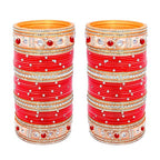 Tehzeeb Creations Bridal Bangle Set Wedding punjabi chuda, Designer chura, Red Acrylic Choora Set for Women | Grocsy