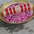 Tehzeeb Creations Bridal Bangle Set Wedding punjabi chuda, Designer chura, Red Acrylic Choora Set for Women | Grocsy