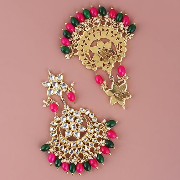 Tehzeeb CreationsEthnic Gold Plating Padmavat Jewelry Kundan Necklace Set for Girls & Women | Grocsy