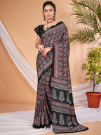 Saree Mall Ajrakh Silk Blend Block Print Sarees | Grocsy