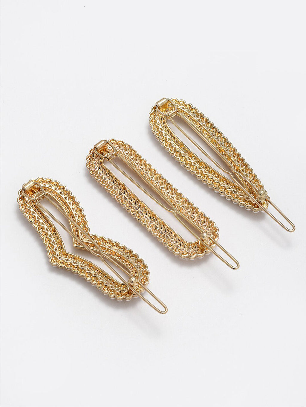 Panash Women Set of 3 Gold-Toned & White Pearls Embellished Bobby Pins | Grocsy