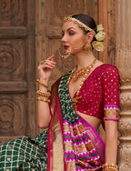 Monjolika Fashion Dark Green Color Patola Silk Weaving Work Saree With Blouse | Grocsy