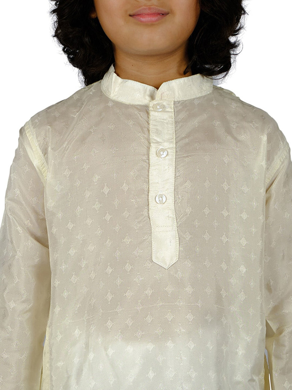 Sethukrishna Boys Cream-Coloured Embroidered Angrakha Kurta with Salwar & With Dupatta | Grocsy