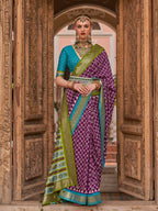 Monjolika Fashion Purple Color Patola Silk Weaving Work Saree With Blouse | Grocsy
