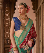 Monjolika Fashion Red Color Patola Silk Weaving Work Saree With Blouse | Grocsy