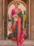 Monjolika Fashion Dark Grey Color Patola Silk Weaving Work Saree With Blouse | Grocsy