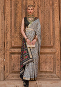 Monjolika Fashion Light Grey Color Patola Silk Weaving Work Saree With Blouse | Grocsy