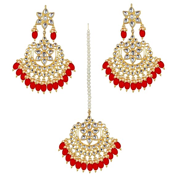 Tehzeeb Creations Ethnic Gold Plating Padmavat Jewelry Kundan Necklace Set for Girls & Women | Grocsy