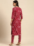 All About You Women Red Floral Printed Kurta with Trousers | Grocsy