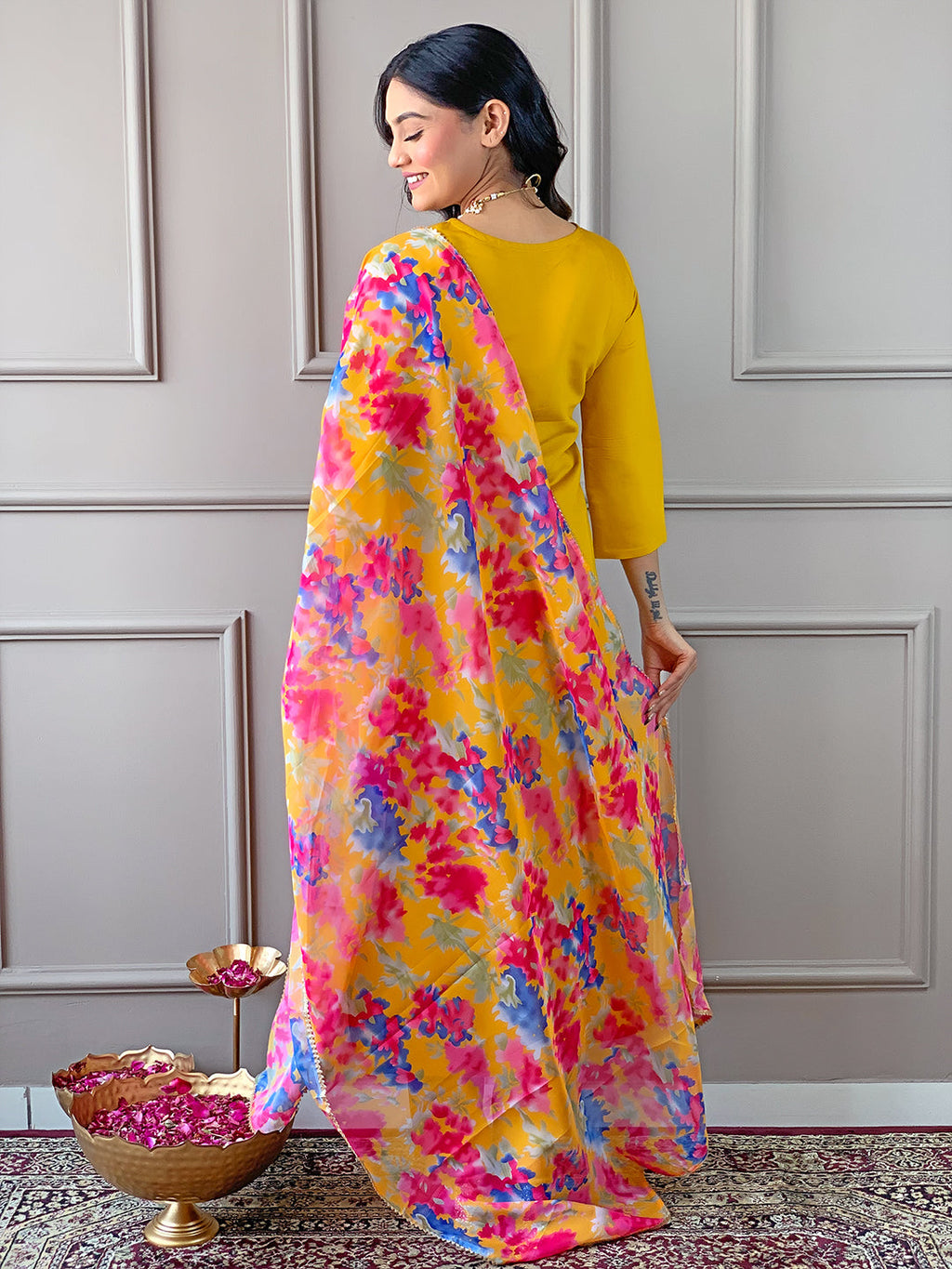 The52 Women's Rayon Fabric Straight Kurta, Pant and Dupatta Set | Grocsy