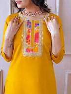 The52 Women's Rayon Fabric Straight Kurta, Pant and Dupatta Set | Grocsy