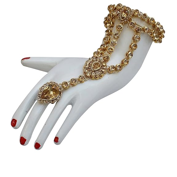 Tehzeeb Creations Bridal Dulhan Designer Gold-Polished Gold Color Pearl Stone Set 9 pcs. for Women & Girls | Grocsy