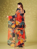 Tikhi Imli Abstract Printed Ready To Wear Saree | Grocsy