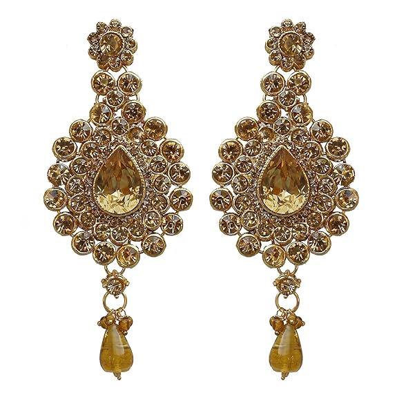 Tehzeeb Creations Bridal Dulhan Designer Gold-Polished Gold Color Pearl Stone Set 9 pcs. for Women & Girls | Grocsy