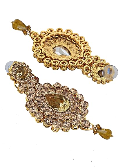 Tehzeeb Creations Bridal Dulhan Designer Gold-Polished Gold Color Pearl Stone Set 9 pcs. for Women & Girls | Grocsy