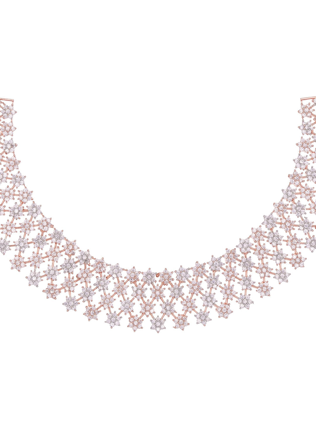 Saraf RS Jewellery White Rose Gold-Polished AD Studded Necklace Jewellery Set | Grocsy
