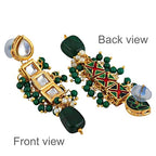 Tehzeeb Creations Back Meenakari Gold-Polished Square Shape Tika Earring Jewellery Set Uncut Kundan Big Faux Kundan Dibbi Kundan Choker Necklace Set | Grocsy