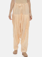 Souchii Beige Solid Regular-Fit High-Rise Patiala | Grocsy