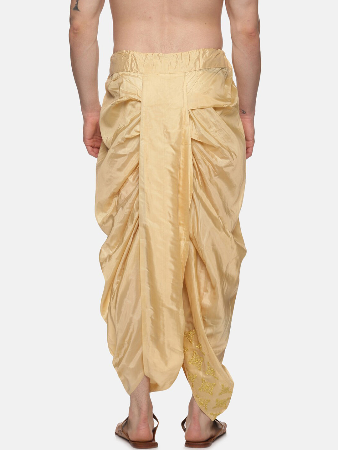Sethukrishna Golden Embroidered Dhoti Pant For Men | Grocsy