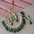 Tehzeeb Creations Back Meenakari Gold-Polished Square Shape Tika Earring Jewellery Set Uncut Kundan Big Faux Kundan Dibbi Kundan Choker Necklace Set | Grocsy