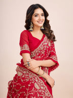 kasee Floral Embroidered Pure Georgette Ready to Wear Saree | Grocsy