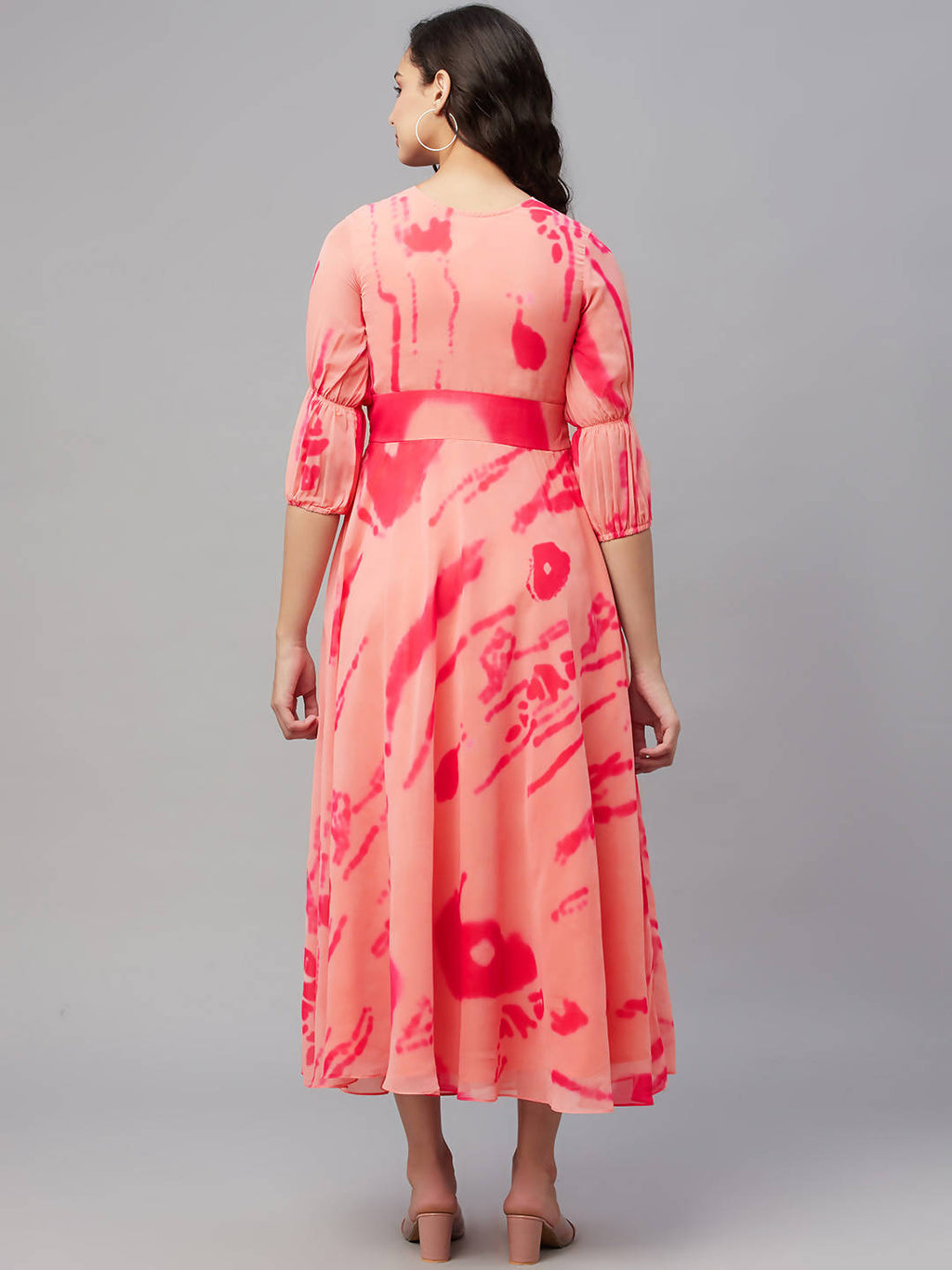 Myshka Stylish Printed 3/4 Sleeve ,V Neck Women Dress | Grocsy