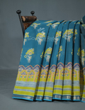 Shades of Peacock Blue With Block Design Pure Kota Cotton Saree By Gayathri Reddy Designer Studio | Grocsy