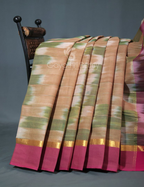 Dual Shades of Mustard And Pink Mangalagiri Ikkat Cotton Saree By Gayathri Reddy Designer Studio | Grocsy
