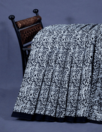 White And Black Combo Block Print Pure Mulmul Cotton Saree By Gayathri Reddy Designer Studio | Grocsy