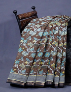 Black And Brown Colour Block Print Pure Kota Cotton Saree By Gayathri Reddy Designer Studio | Grocsy