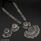 Tehzeeb Creations Women's Bahubali Oxidised Necklace Set With White Pearl - Swadesiicart
