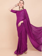 Sangria Sequinned Pure Georgette Party Saree | Grocsy