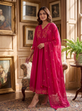 Teeya Creation Elegant Hot Pink Flared Anarkali Kurti And Dupatta Set For Women | Grocsy