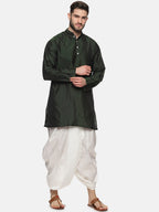 Sethukrishna Men Green Striped Kurta with Dhoti Pants | Grocsy