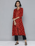 HERE&NOW Ethnic Motifs Printed A-Line Kurta | Grocsy