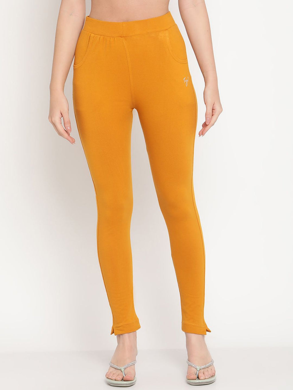 TAG 7 Pack of 2 Green & Mustard Yellow Ankle-Length Leggings | Grocsy