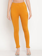 TAG 7 Pack of 2 Green & Mustard Yellow Ankle-Length Leggings | Grocsy